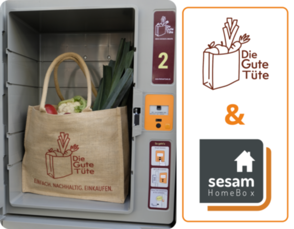 Offene SESAM HomeBox mit Ware von DieGuteTüte im Inneren.